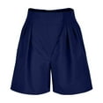 thumbnail image 4 of Lroveb High Waisted Shorts for Women Womens Solid Color Fashionable Casual Loose Pocket Shorts Dark Blue, 4 of 6