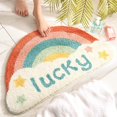thumbnail image 1 of Floor Mat Small Fresh Semicircle Carpet Bathroom Non-slip Mat Absorbent Foot Pad（Happy Rainbow）, 1 of 5