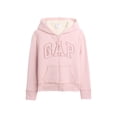 thumbnail image 1 of Sudadera GAP con logo Sherpa con cierre completo rosa para niñas talla S, 1 of 2