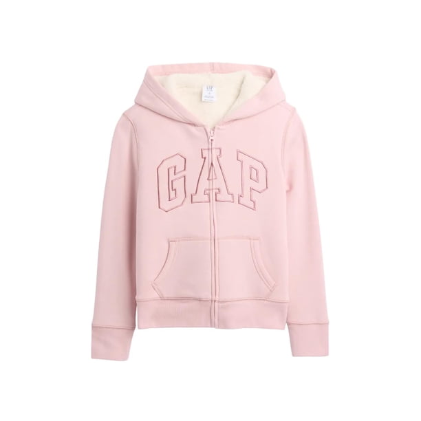 Sudadera con cremallera completa GAP logo Sherpa rosa puro talla M