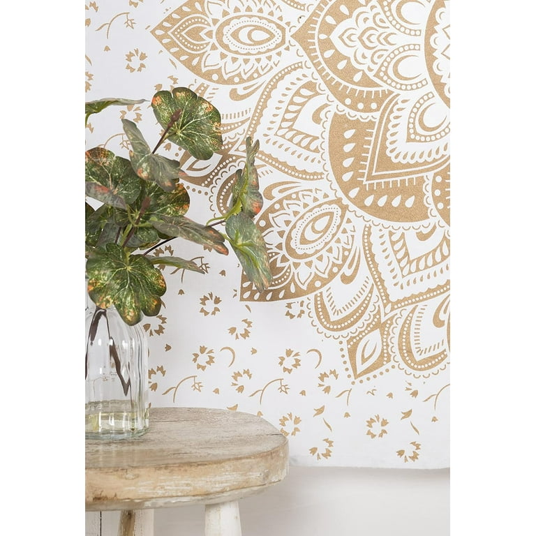 Curtain Indian Hippie Bohemian Beautiful Ombre Colour Mandala Curtain Panels White Gold Large 82X40 Inches Walmart