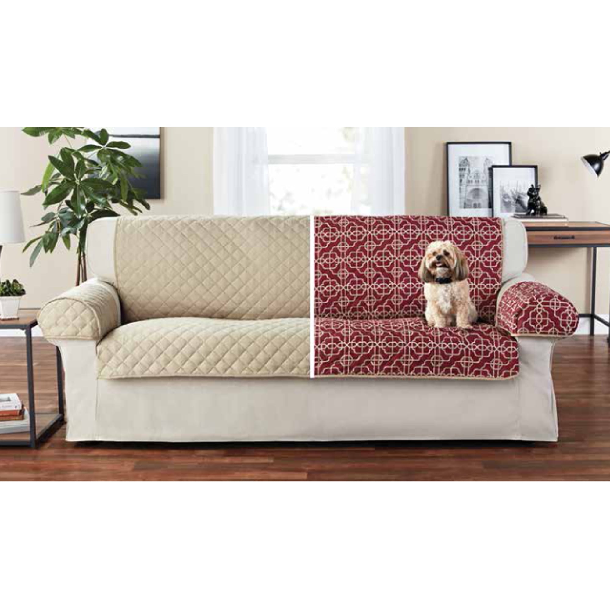 Mainstays 3-Piece Reversible Microfiber Sofa Pet Cover Protector