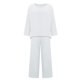 thumbnail image 4 of ICHUANYI Clearance Women Casual 2 Piece Outfits Long Sleeves Cotton Linen Tops Skinny Long Pants Round Neck Sets(White, L) ICHUANYI WER2023081106657, 4 of 5