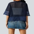 thumbnail image 3 of Blouse Boléro Transparente pour Femmes, Cardigan à Manches Courtes en Dentelle Patchwork Couleur Unie, 3 of 6