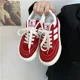 thumbnail image 3 of Zapatos de lona de suela gruesa roja para mujer, zapatos de ocio a la moda, zapatos simples con cordones de aumento de altura, Otoño, nuevo estilo, 3 of 5