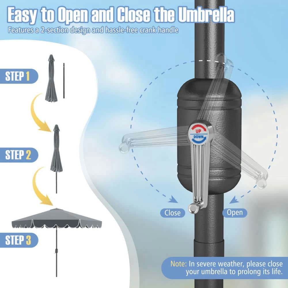 Spaco 10 Feet Patio Umbrella Outdoor Market Umbrella with Crank Tilt Adjustment, Outdoor Shade, Gray