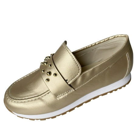 

QYZEU Tan Knee High Boots for Women Sneaker Heels for Women Size 11 Ladies Fashion Solid Color Leather Metal Decoration Comfortable Flat Casual Sports Shoes