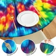 thumbnail image 4 of Vibrant Tie Dye Symmetry Round Fitted Tablecloth with Elastic Edge,Dining Table Cover Waterproof,Outdoor Round Tablecloth for Camping,Dining,Indoor and Outdoor, 4 of 7