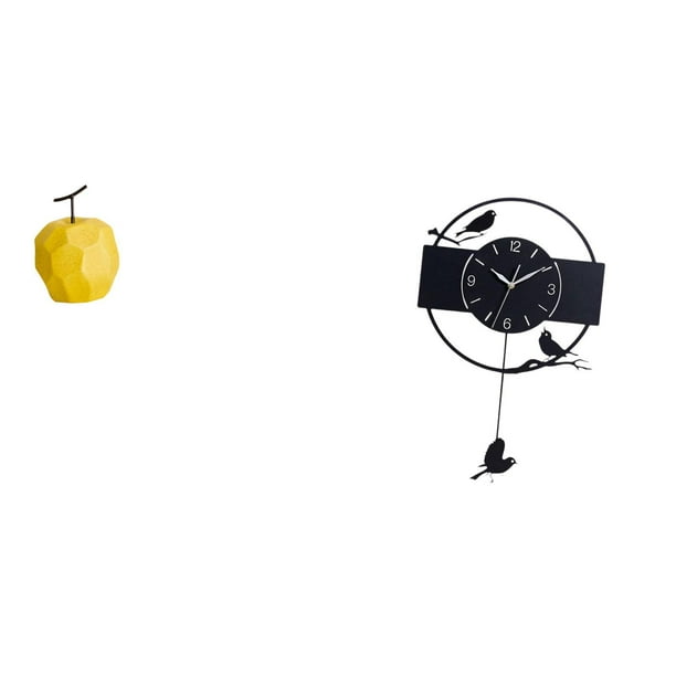 figura de arte,Escultura de fruta de porcelana decorativa para el hogar.,Estatua de fruta,decoración,adorno,fruta,figurita,oficina,Reloj de pared,Reloj de pared con diseño de pájaro,reloj