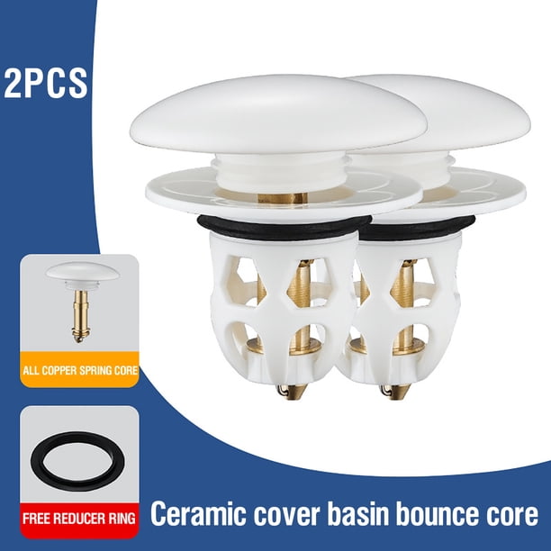 PopUp Bathroom Sink Stopper, Ceramic Cover Wash Basin Drain, For 1.3-1.6in Sink Tub, Stopper PopUp Drain, Quiet Close, Durable Ceramic, Easy Install, For Bedroom Bathroom