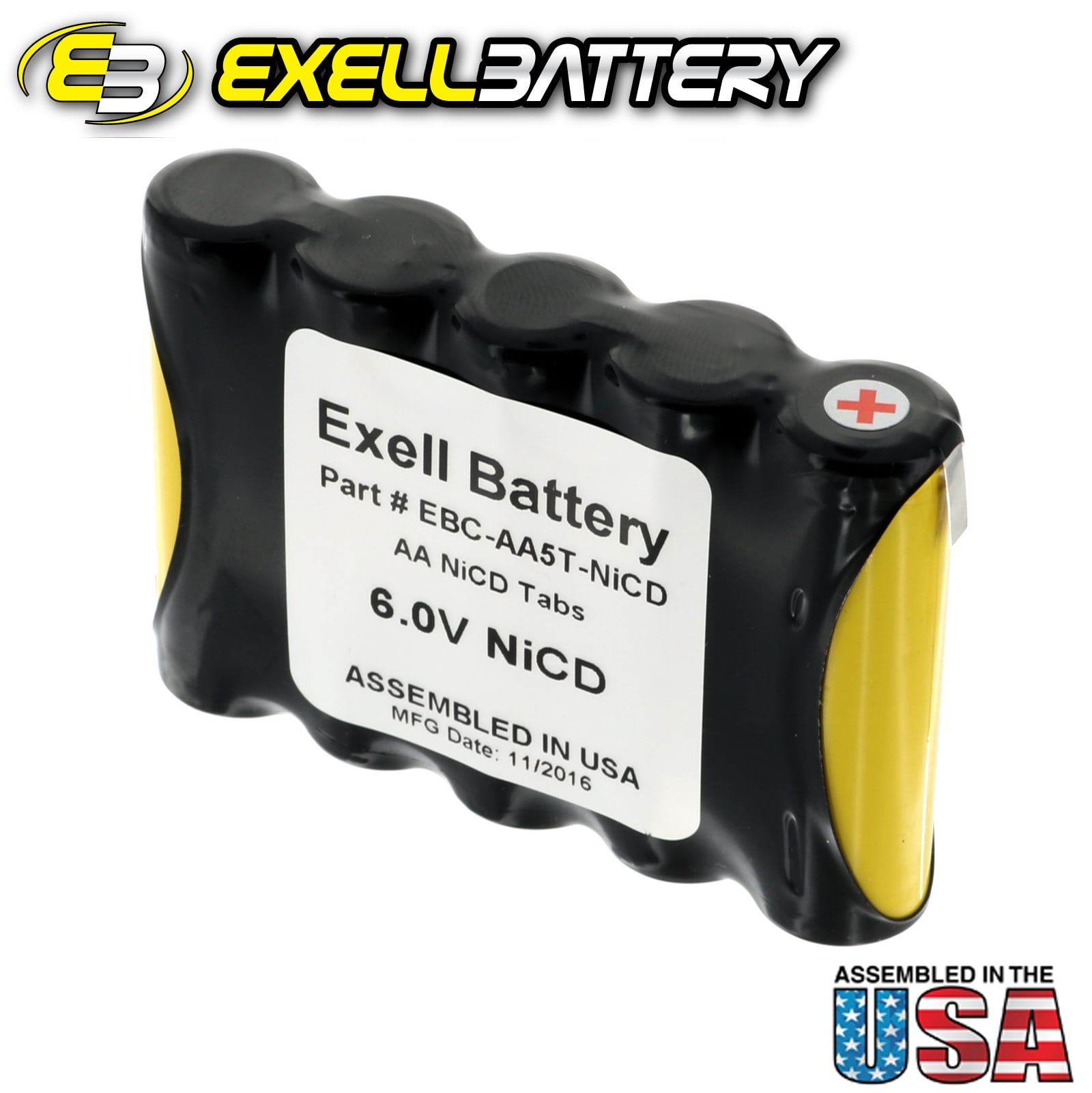 2pc Exell 3.6V 1800mah NiCd Custom Battery Pack w/ Tabs 