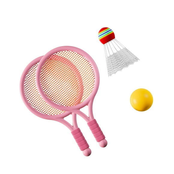 pitrice Children's Badminton Tennis Set Gift for Starter Beach Toys Players Backyard Pink 23x39cm