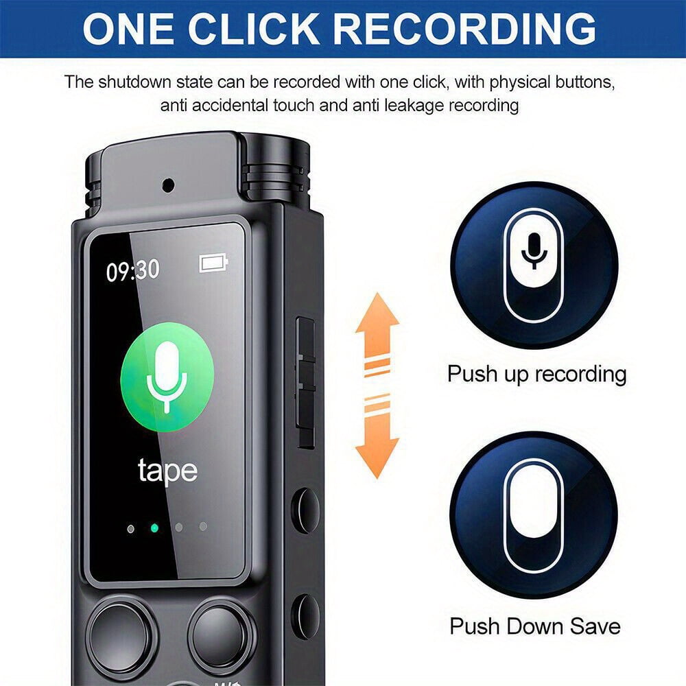 Professional High-Definition Noise Reduction One-Button Recording Voice-Controlled Voice Recorder, Digital Voice Recorder Tape Recorder USB Rechargeable, Audio MP3 Player