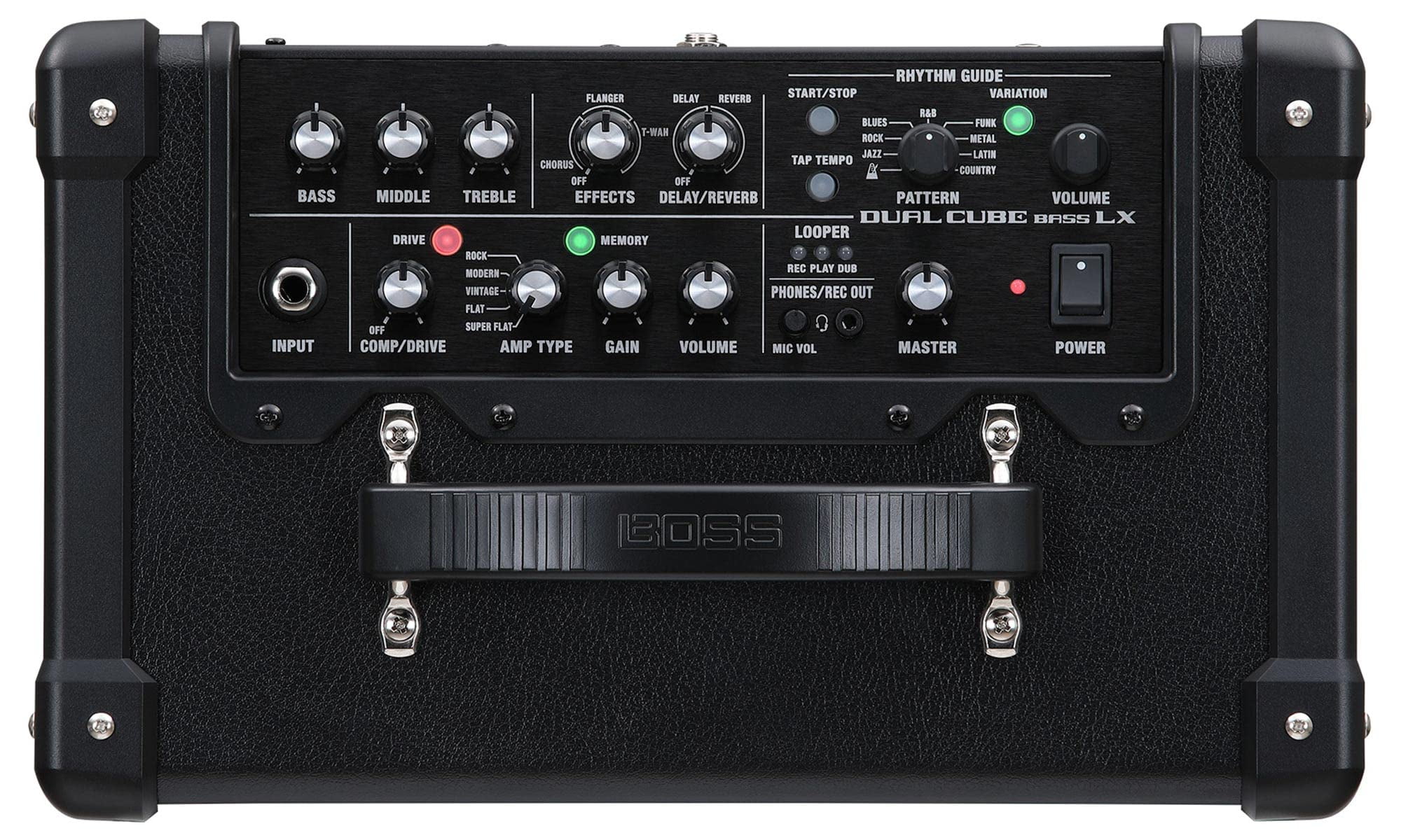 Boss Dual Cube LX 2 x 5-inch 10-watt Portable Bass Guitar Combo Amplifier Bundle with Gearlux Instrument Cable and Picks