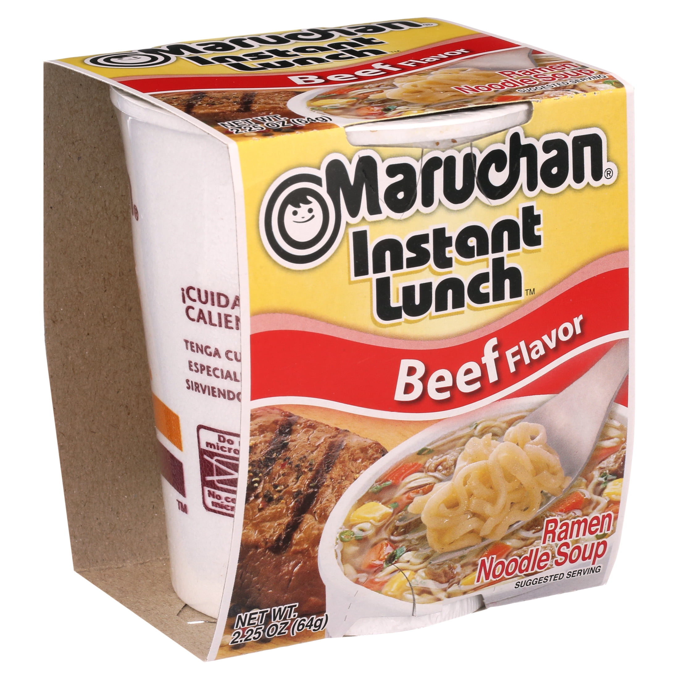 (2 pack) Maruchan Beef Instant Lunch Ramen Noodles, 2.25 oz Cup (12 Pack)