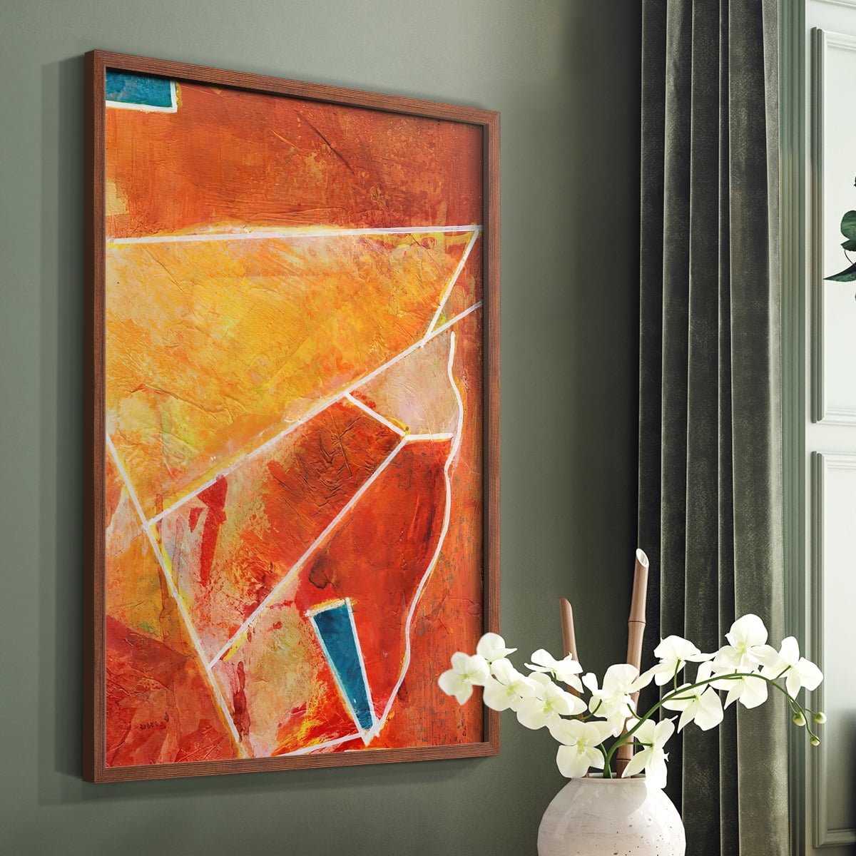 Primary Connection III Framed Print in Brown Solid Wood Framed Print No Nail Hanging