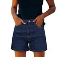 thumbnail image 4 of Tawop Jean Shorts for Women with Pockets Deep Blue Chinos Shorts, 4 of 6