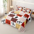 thumbnail image 3 of jejeloiu Western Cowboy Patchwork Pattern Quilt King Kids,Retro Boho Farmhouse Print King Coverlet Set,3-Piece, 3 of 7