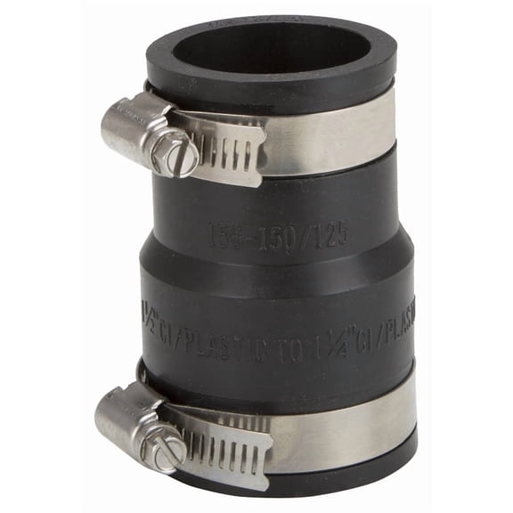 Worldwide Sourcing Flexible Pipe Coupling, 1-1/2 x 1-1/4 in, Rubber