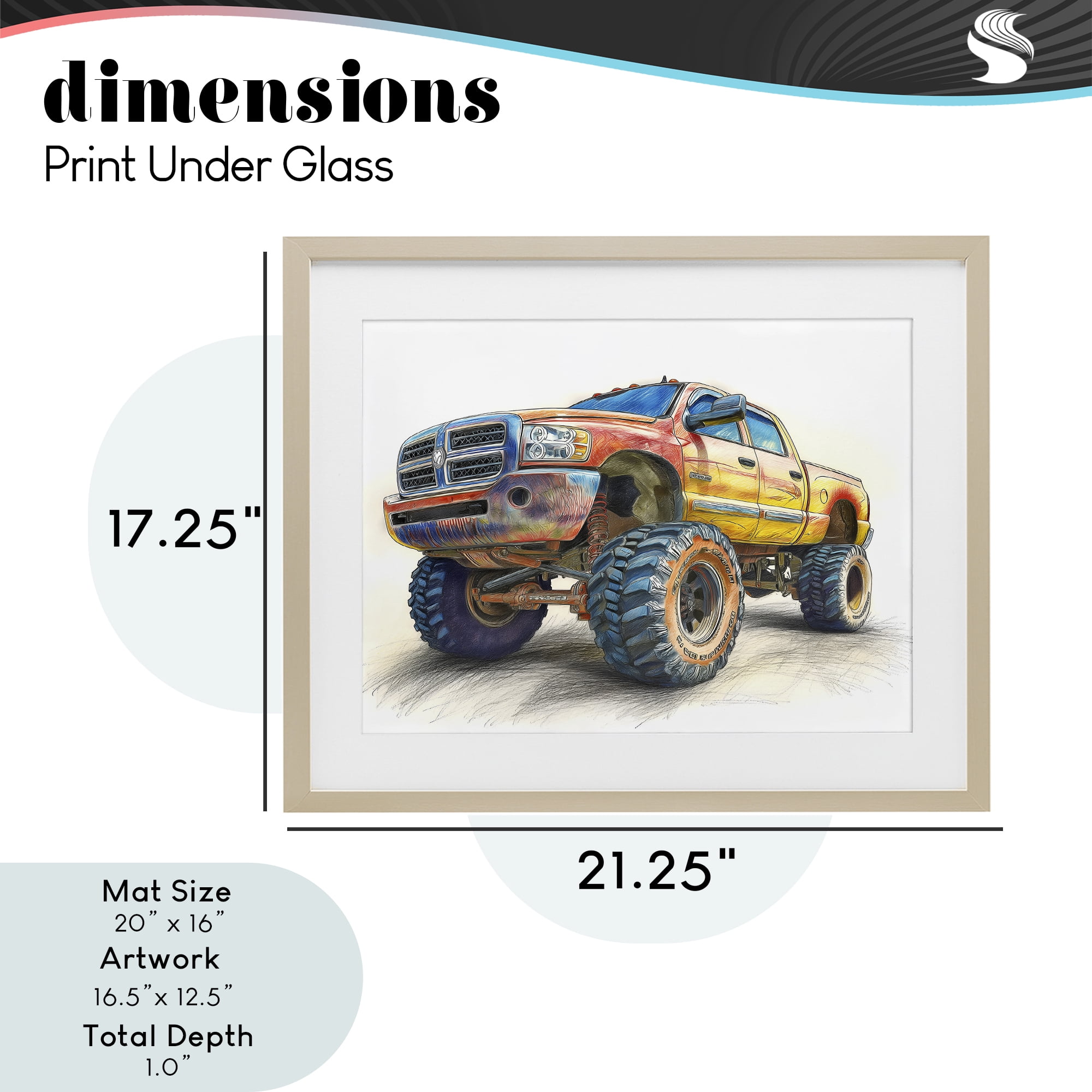 Stupell Industries Lifted Offroad Truck Birch Framed Print Under Glass, design by Steve Hunziker