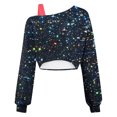 thumbnail image 6 of Women's Off Shoulder Crop Sweatshirt Plus Size Fashion One Shoulder Long Sleeve Pullover Top with Strap Design Dark Blue XL, 6 of 7