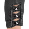 thumbnail image 3 of Collections Etc Elastic Waist Pull-on Denim Capri Jean Pants with Decorative Button Detail, 3 of 4