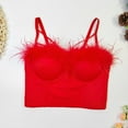 thumbnail image 3 of Cotton Wireless Bras for Women Seamless Bra Feature V-Neck Strapless Bra Style W-1204 Red M, 3 of 6