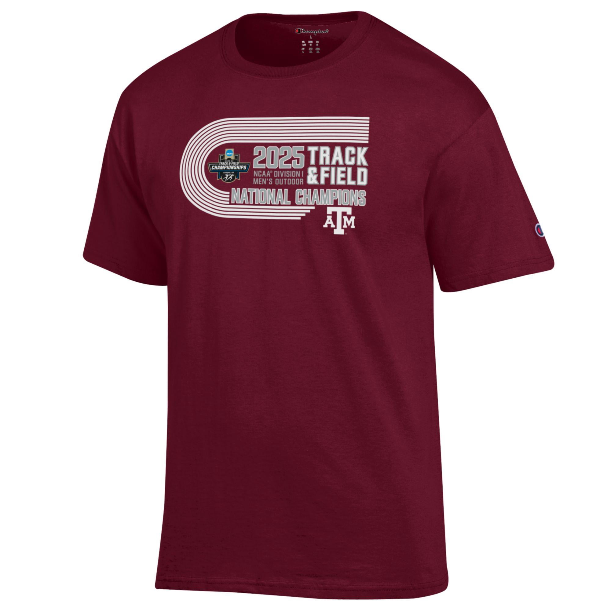 Unisex Champion  Maroon Texas A&M Aggies 2025 NCAA Men's Outdoor Track and Field National Champions T-Shirt