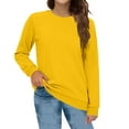 thumbnail image 2 of Long Sleeve Sweaters For Women Loose Fit Fleece Oversized Sweatshirts Drawstring Crew Neck Cozy Winter Daily Shirt with Pockets Yellow 3XL, 2 of 6