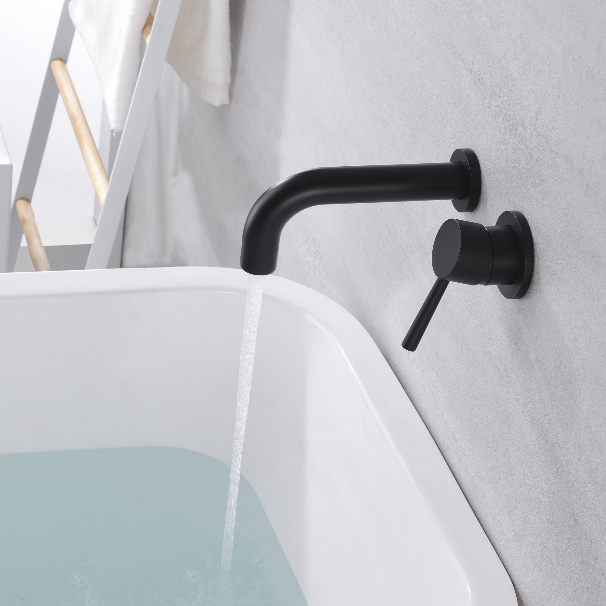 SUMERAIN Matte Black Tub Faucet Set Wall Mount Bathtub Faucet with Valve, Matte Black