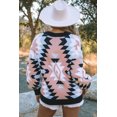 thumbnail image 1 of ABPHQTO Cárdigan de mujer rosa oversize con botones aztecas en la parte delantera, 1 of 5
