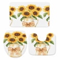 thumbnail image 2 of Yellow Flower Bathroom Rugs Set Sunflower Vintage Plant Watercolor Non Slip Absorbent Soft Bath Mats 3 Piece Set with Bathroom Rug, U-Shaped Floor Mat, Toilet Seat Cover Large Size, 2 of 9