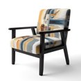 thumbnail image 3 of Designart "Contemporary Blue and Gold Abstraction II" Blue Abstract Upholstered Accent Chair - Modern Arm Chair For Living Room, 3 of 5