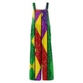 thumbnail image 5 of Fgvctg Mardi Gras Dressy Jumpsuits for Women Sleeveless Carnival Party Spaghetti Straps Overalls Adjustable Wide Leg Pant Mask Graphic Bib Overalls Rompers Sprimg Pant With Pockets Red XL, 5 of 5