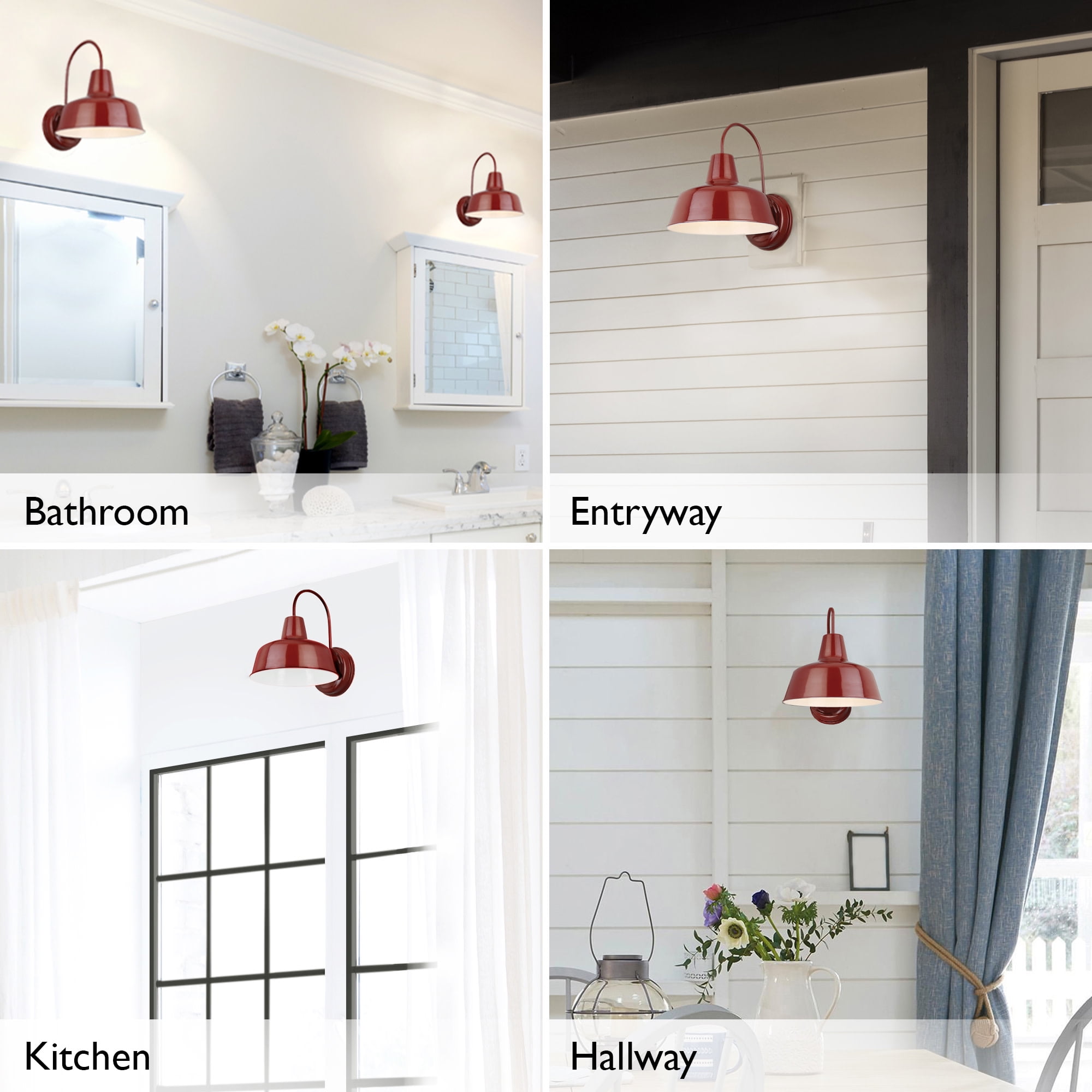 Design House Mason 8" Modern Farmhouse Indoor/Outdoor Wall Sconce, Rustic Red Finish