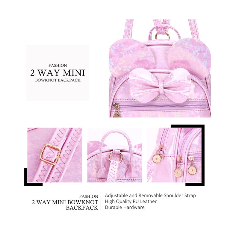  KL928 Girls Bowknot Polka Dot Cute Mini Backpack Small