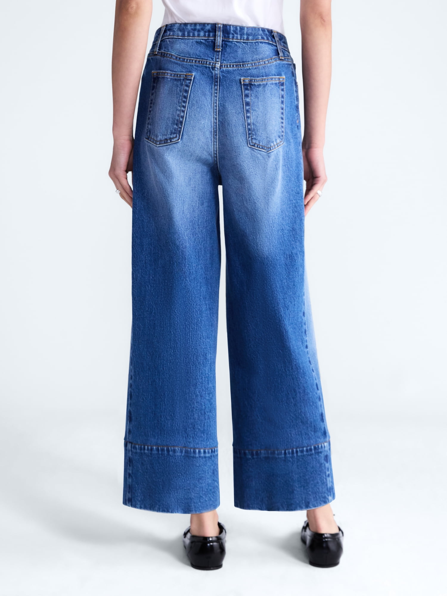 Free Assembly Women's High Rise Wide Leg Ankle Jeans, 27" Inseam, Sizes 0-16