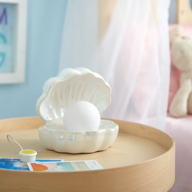 Your Zone Mermaid Shell with Multi-color Changing Pearl Table Lamp