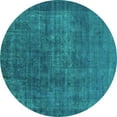 thumbnail image 1 of Ahgly Company Machine Washable Indoor Round Oriental Turquoise Blue Industrial Area Rugs, 4' Round, 1 of 4