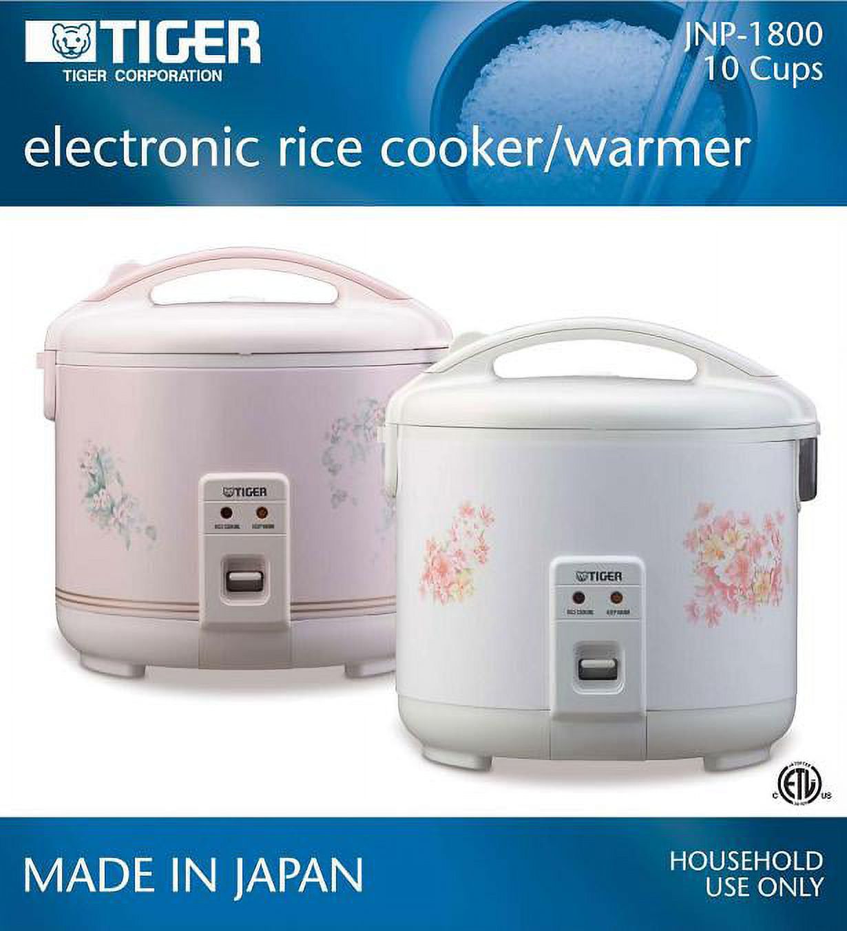 Tiger JNP-1800 10-Cup Floral White Rice Cooker  Warmer