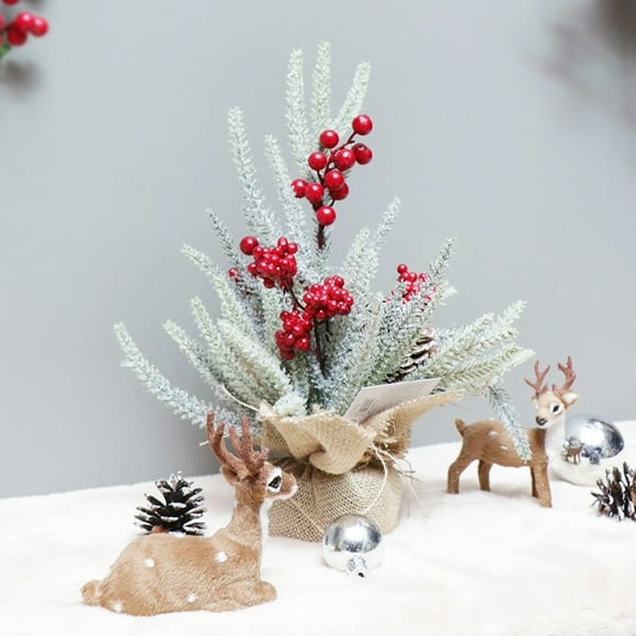 Mini Desktop Christmas Tree 11.81in Christmas Decorations Flocked Small Christmas Tree