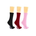 thumbnail image 2 of Nobles Assorted Anti Skid/ No Slip Hospital Gripper Socks, Great for adults, men, women. Designed for medical hospital patients but great for everyone (3 Pairs Black, Red, & Pink), 2 of 2