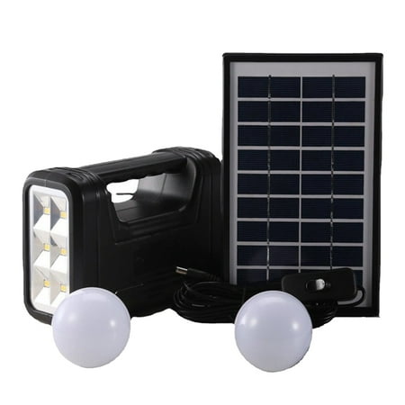 

Solar Panel Light 2 Bulb Set Flashlight Energy Saving Solar Light Outdoor Indoor Rechargeable LED Light