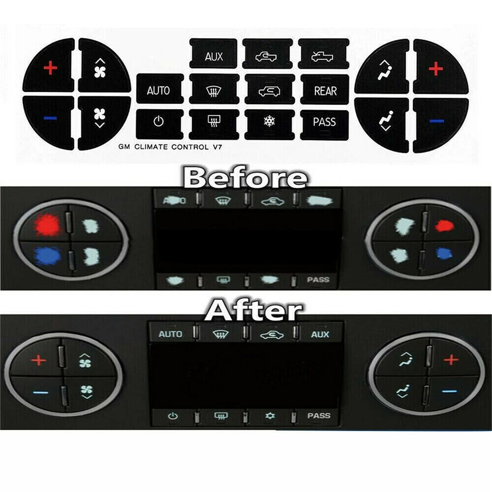 BUTTERFLY- Replacement Climate Control Button Stickers For 2007-2013 2014 Chevrolet Hvac