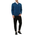 thumbnail image 2 of Lars Amadeus Men's Solid Color Knitted Long Sleeves V Neck Pullover Sweater, 2 of 5