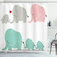 thumbnail image 1 of Ambesonne Cartoon Shower Curtain, Family Love Theme, 69"Wx84"L, Pale Pink Seafoam Grey, 1 of 3
