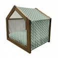 thumbnail image 2 of Green Pet House, Greek Inspired Romance Cupid Silhouette Pattern with Little Hearts Print, Outdoor & Indoor Portable Dog Kennel with Pillow and Cover, 5 Sizes, Jade Green Purple Cream, by Ambesonne, 2 of 5