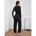 thumbnail image 5 of ANYFIT WEAR Women's 2 Piece Outfits Fall Tracksuits Long Sleeve Tee Tops Wide Leg Pants Spring Matching Loungewear Home Travel Sets, 5 of 6