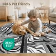 thumbnail image 4 of ODIKA 5'x7' Washable Area Rug Grey Abstract Swirling Grid Design Modern Minimalist Marble-Inspired Symmetry for Small Living Room, Bedroom, Easy Care, Non-Shedding, Pet Friendly, 4 of 7