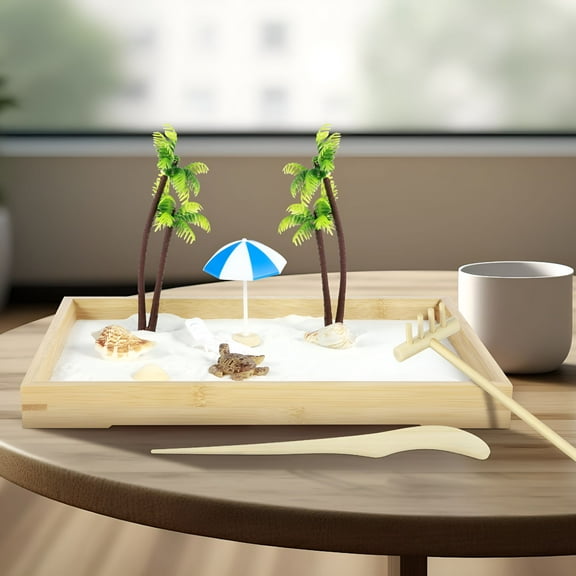 ACDANC Japanese Zen Garden Kit Mini Desktop Zen Decor Creative Zen Garden for Desk Decorative Zen Sand Tray Play Kit with Tray and Assorted Accessories for Home Office Gift Relaxation Meditation